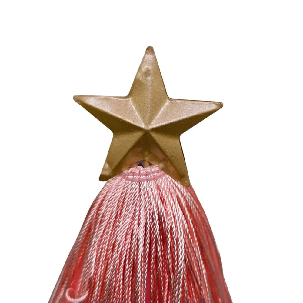 Ashland Tassel Tiered Tree Tabletop Decor w/ Matted Gold Star Tree Topper NEW